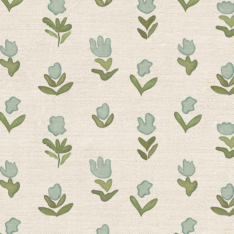 Little Wild Tulips Misty Green Fabric Sample