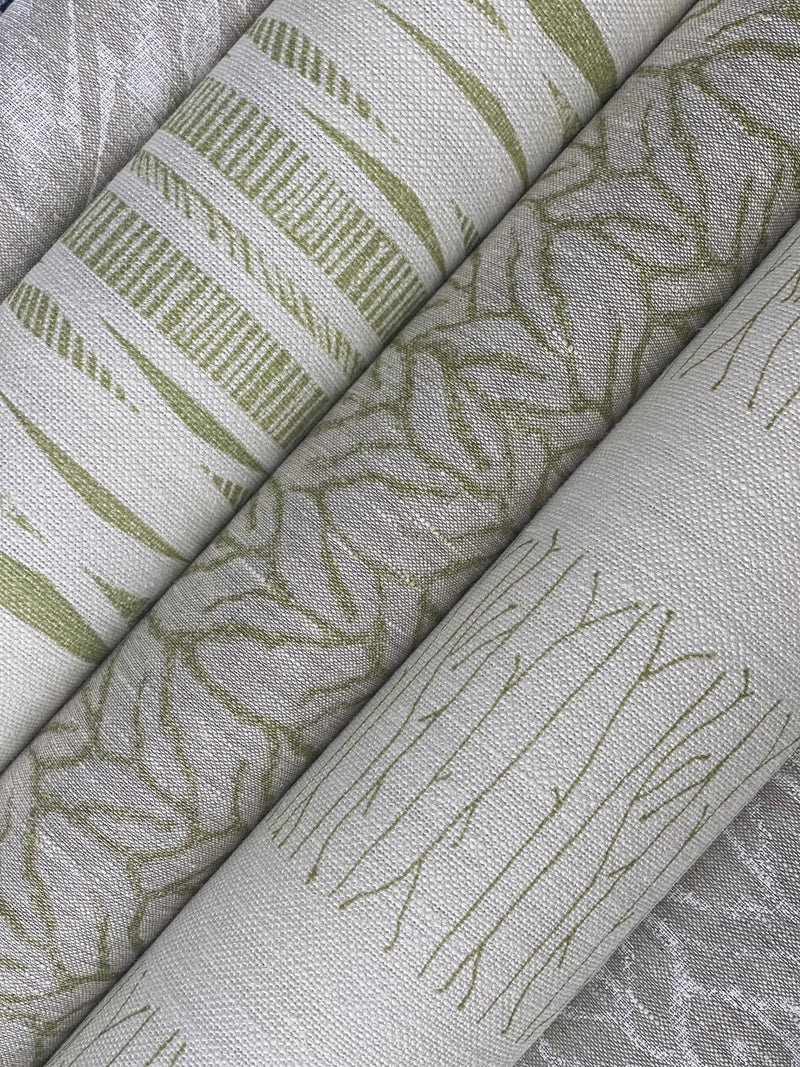 Twiggy Vert Tendre on Natural Fabric Sample