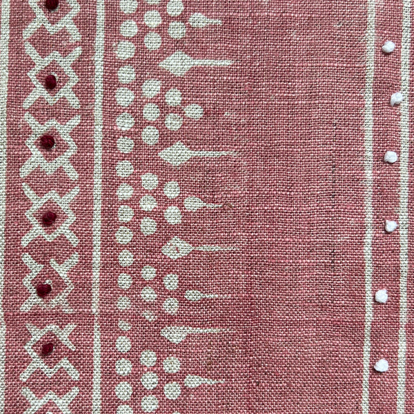 Bela Stripe Berry Blush Embroidered Fabric Sample