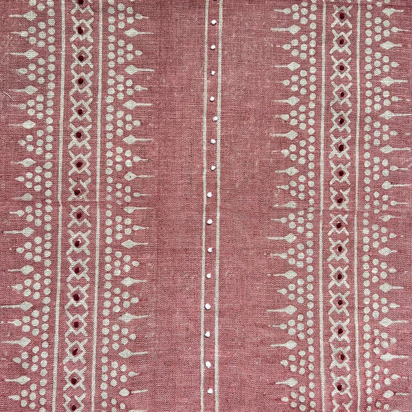 Bela Stripe Berry Blush Embroidered Fabric Sample