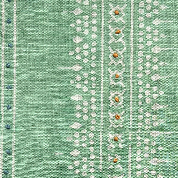 Bela Stripe Pastel Green Embroidered Fabric Sample