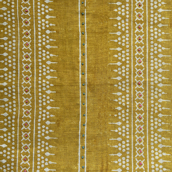 Bela Stripe Gold Embroidered Fabric Sample