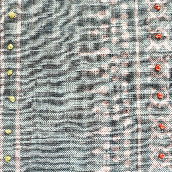 Bela Stripe Teal Embroidered Fabric Sample