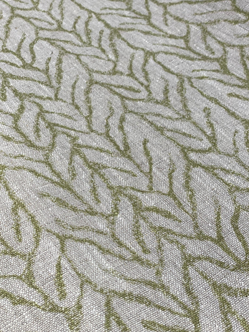 Sea Tangle Vert Tendre on Natural Fabric Sample