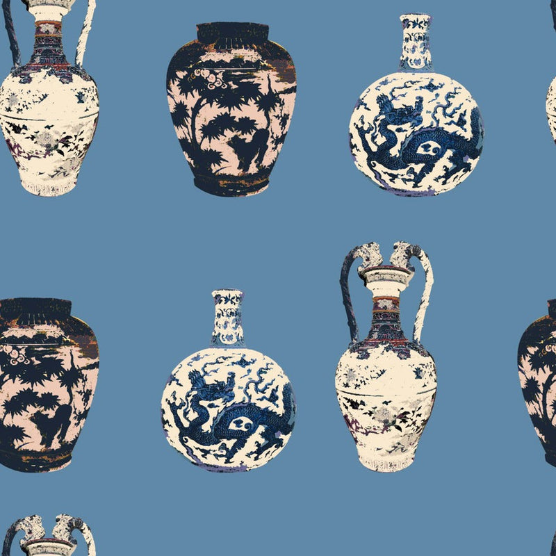 Chinese Vase Smoke Blue Wallpaper Sample