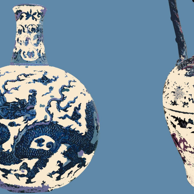 Chinese Vase Smoke Blue Wallpaper Sample