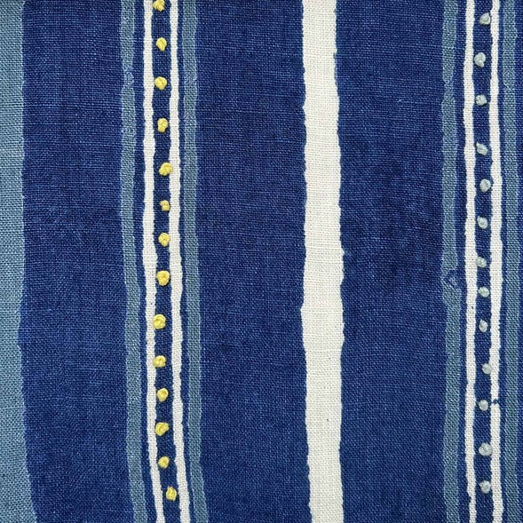 Dabu Stripe Indigo  Embroidered Fabric Sample