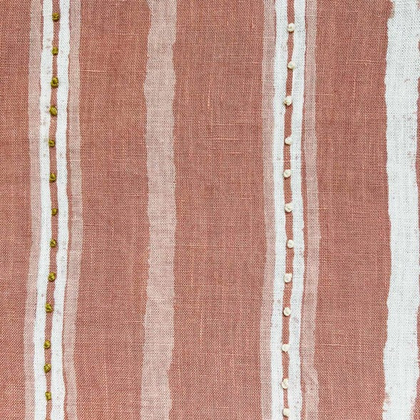 Dabu Stripe Dusty Pink Embroidered Fabric Sample