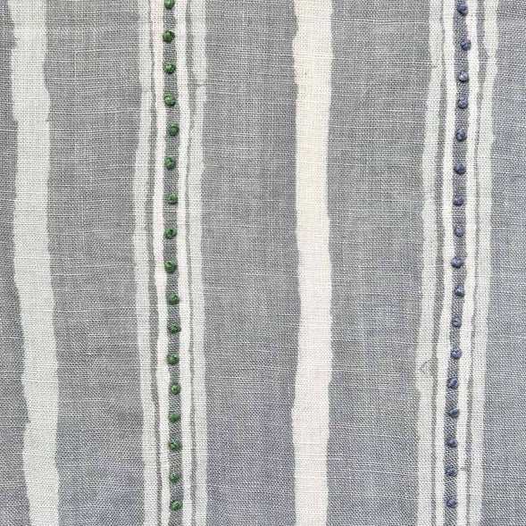 Dabu Stripe Ash Grey Embroidered Fabric Sample