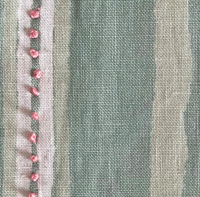 Dabu Stripe Moss Green Embroidered Fabric Sample