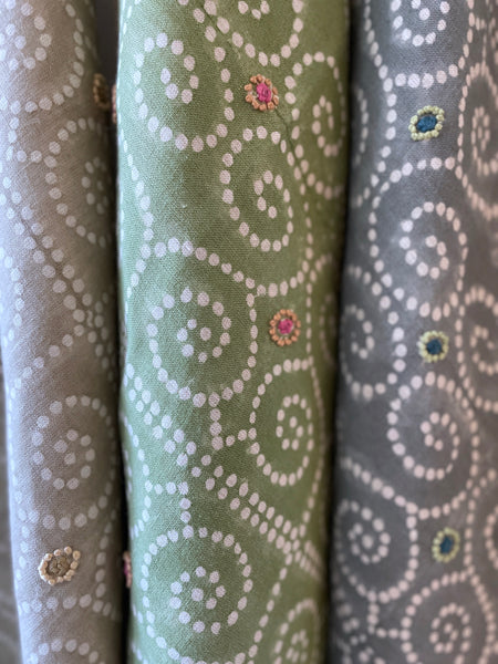 Anushka Light Green Embroidered Fabric Sample