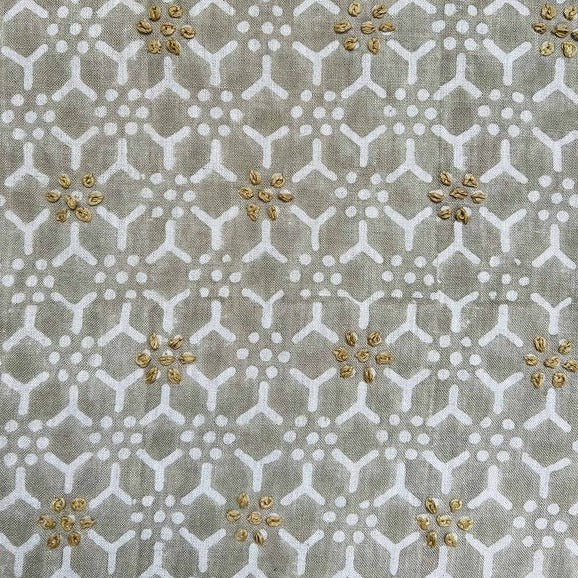 Kali Taupe Embroidered Fabric Sample