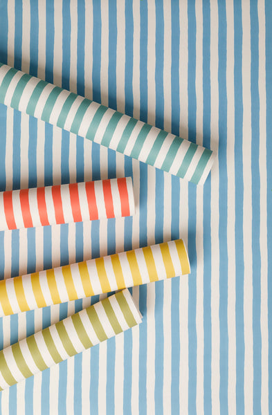 Ida Stripe Denim Blue Wallpaper Sample