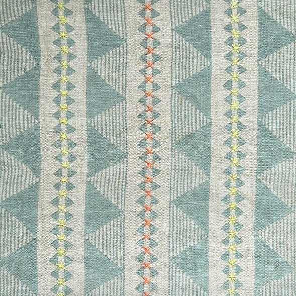 Una Teal Embroidered Fabric Sample