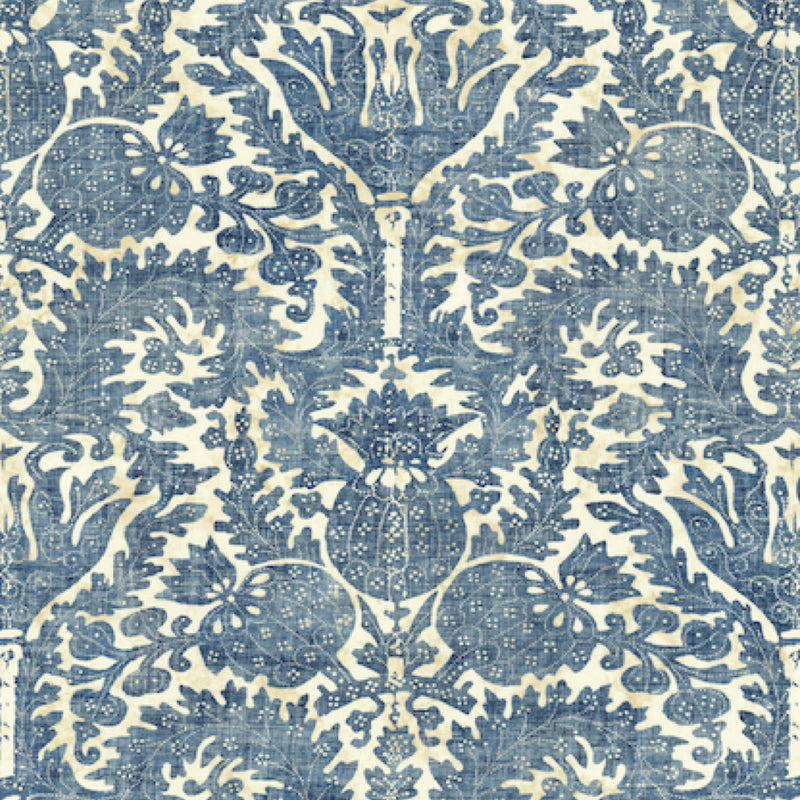 Pomegranate Grand Parchment Uncoated Original Blue Wallpaper Sample